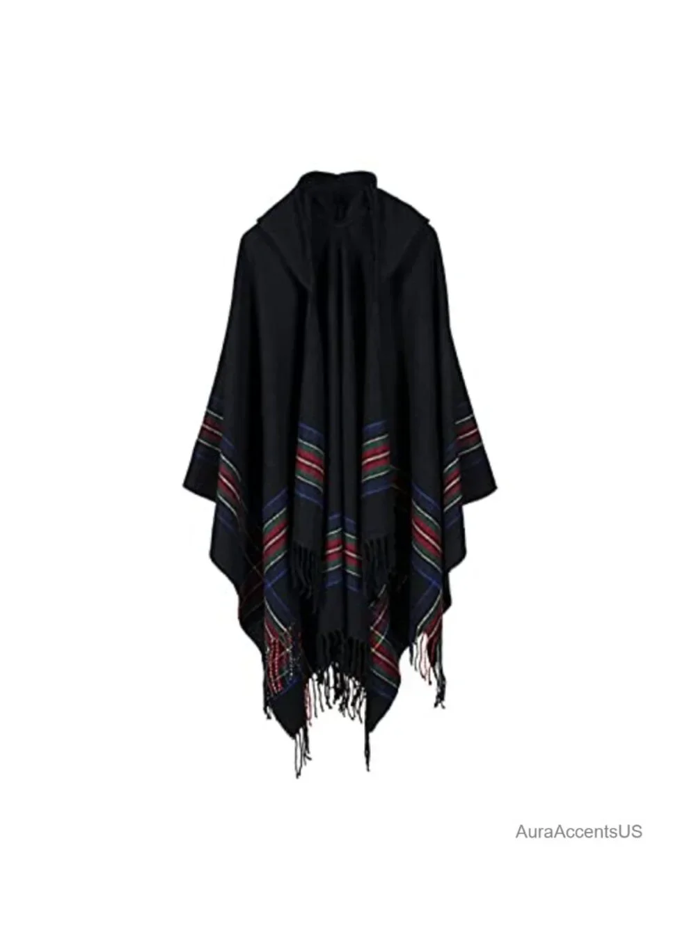 Oversized Hooded Poncho Cape Pashmina Cardigan Blanket Shawl Wrap with Tassels
